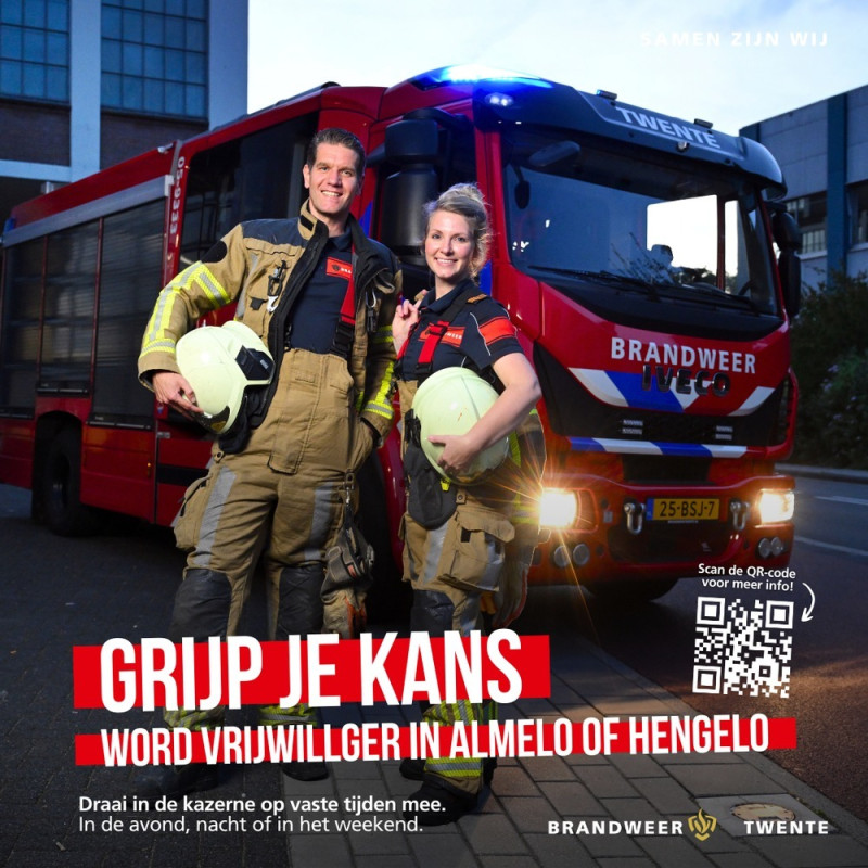 Brandweer Twente zoekt nieuwe vrijwilligers