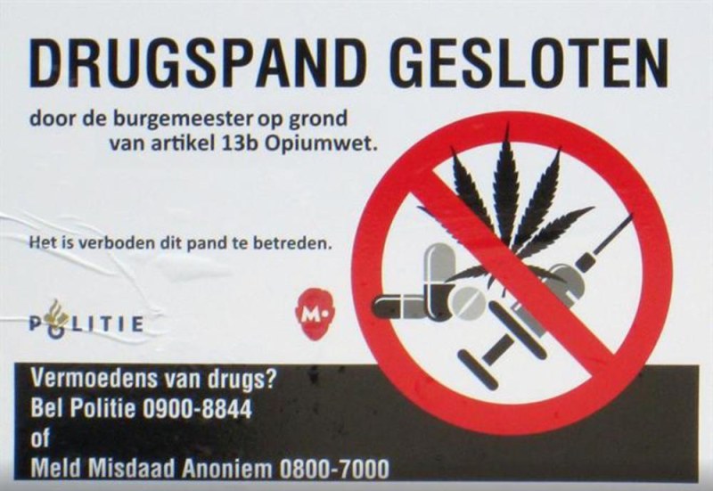 Drugspand aan Olieslagweg voor anderhalf jaar gesloten door burgemeester
